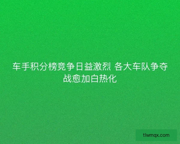 车手积分榜竞争日益激烈 各大车队争夺战愈加白热化